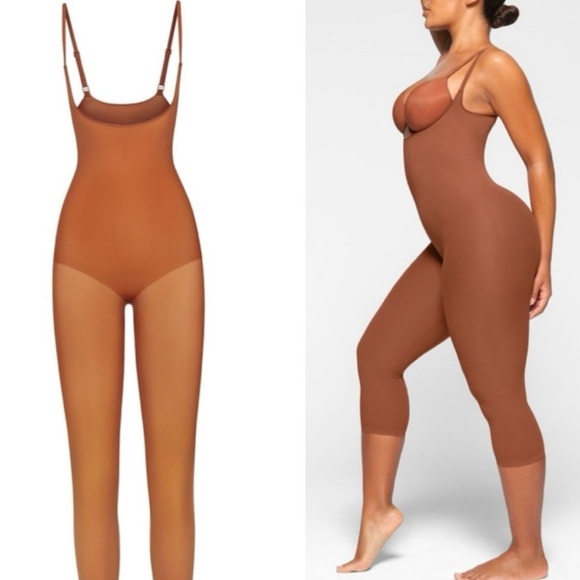 NWT SKIMS Tan Everyday Sculpt Open Bust Catsuit Shapewear Bodysuit Size XS - Picture 1 of 5